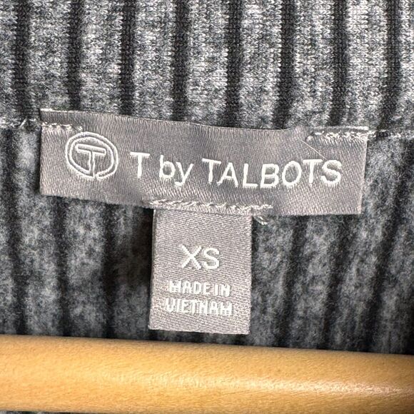 T by Talbots Sweatshirt Women XS Gray Striped Cowl Neck Tie Pullover Long Sleeve - Picture 5 of 13